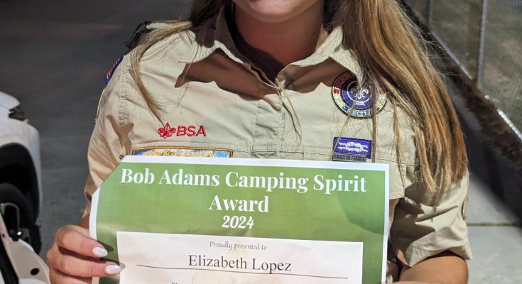 Elizabeth Lopez receives Bob Adams Camping Spirit Award